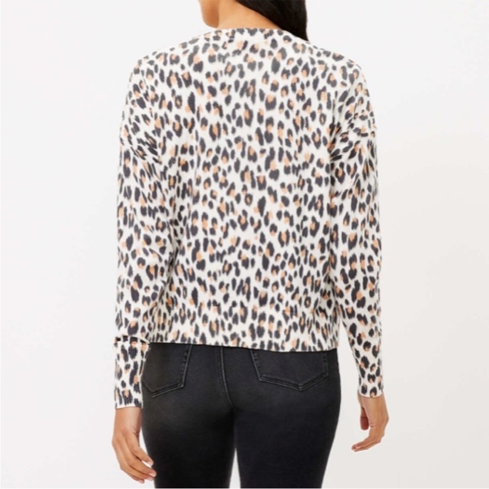 LOFT 100% Cotton Animal Print Women's V-Neck Cardigan - Picture 2 of 13